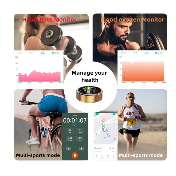 Smart Ring for Women, Men, Health Fitness Tracker Rings #14 - Picture 2 of 8